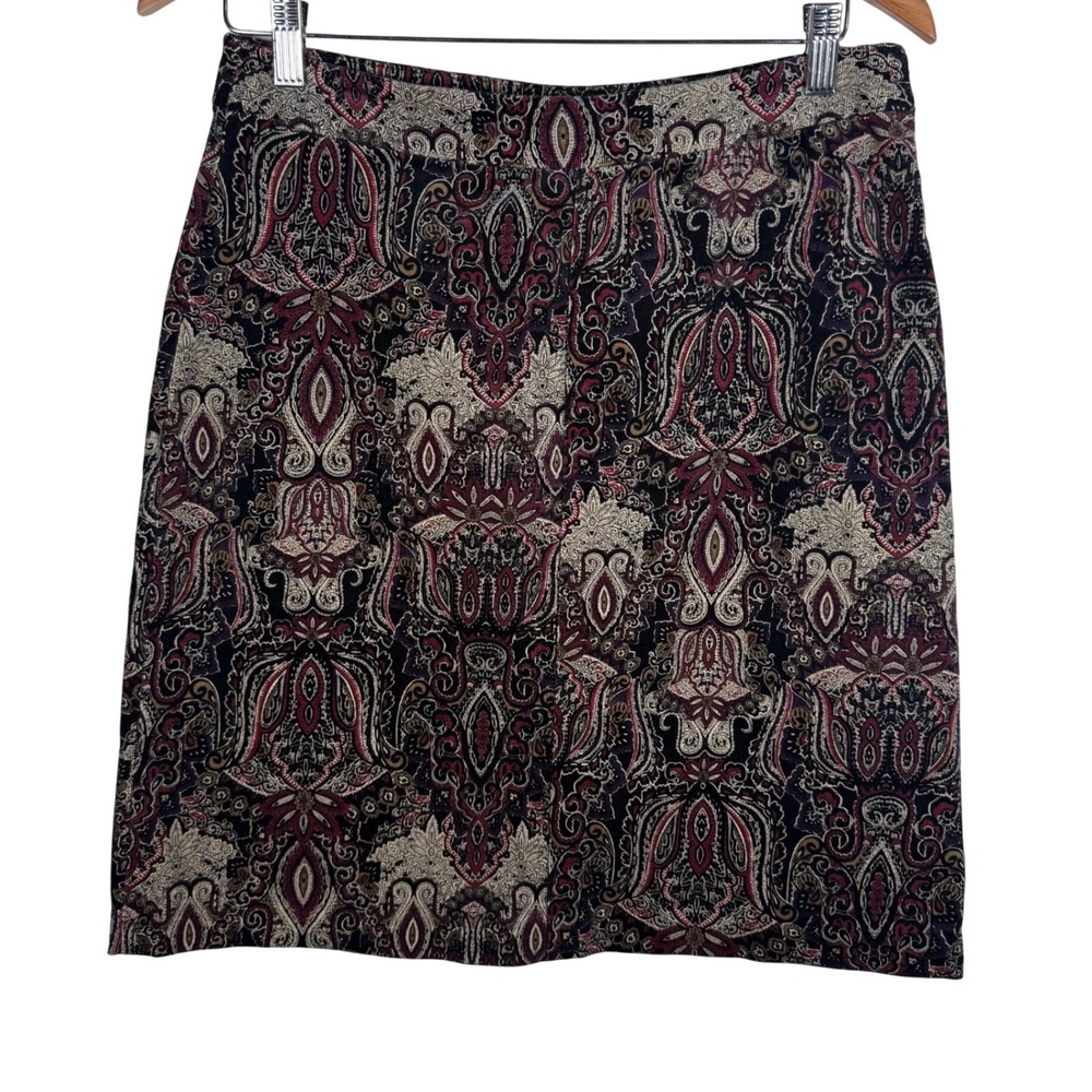 Croft&Barrow Paisley Corduroy Pencil Skirt 6 Dark Academia Stretch Whimsigoth